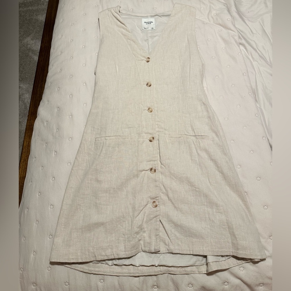 Abercrombie & Fitch Linen Button-Down Sleeveless Dress Size L